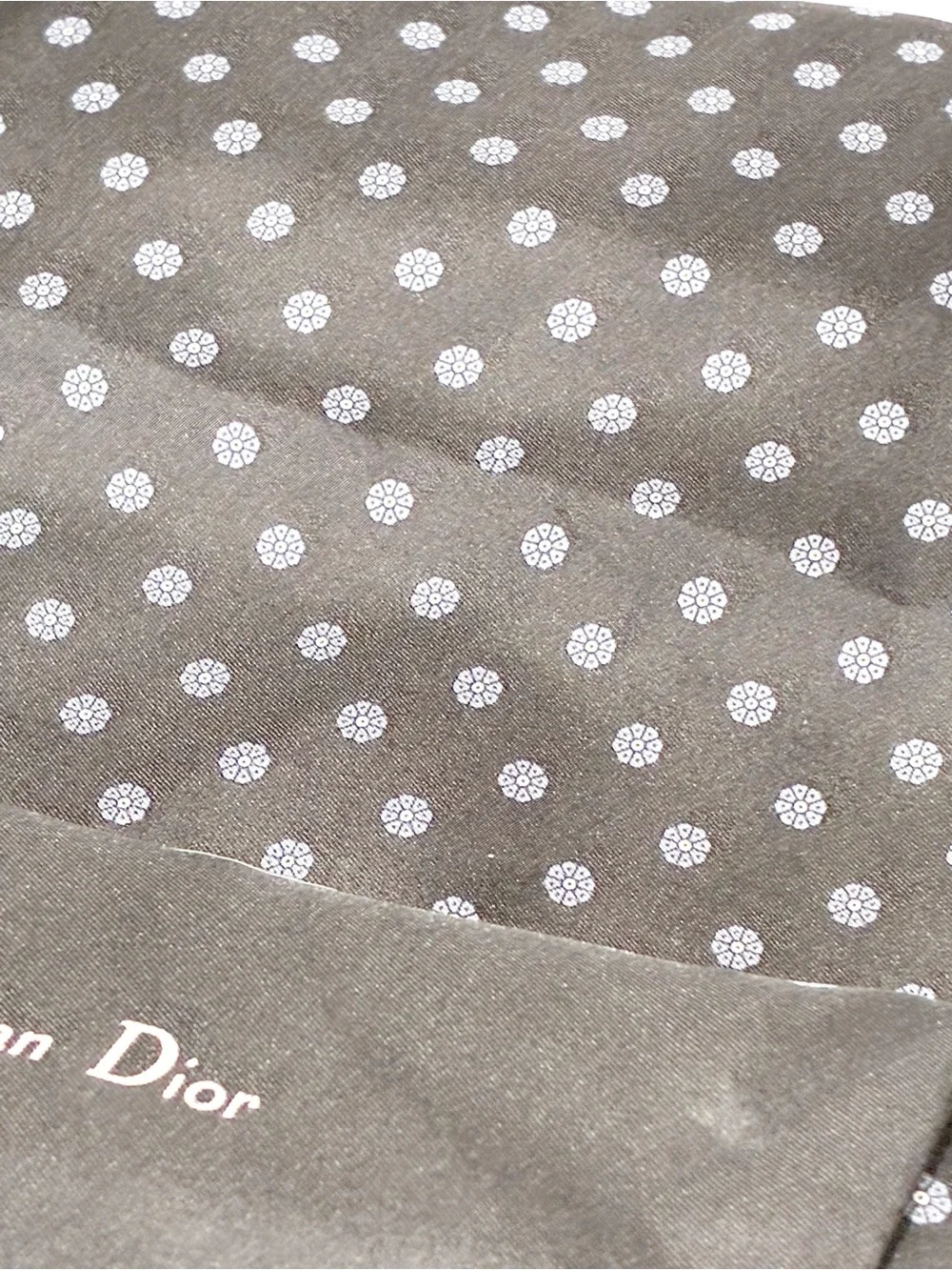 Christian Dior Unisex Black Grey Micro Floral Pure Silk Scarf